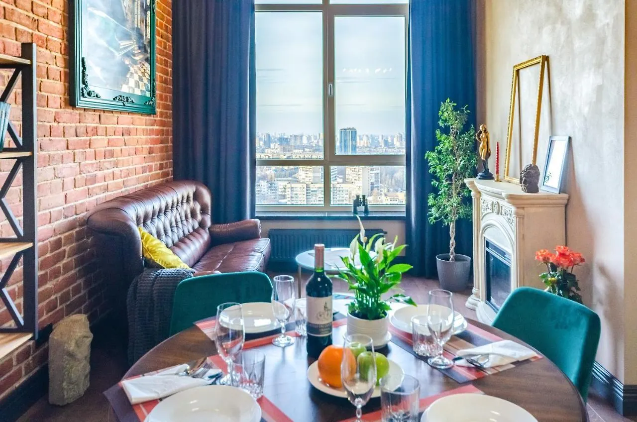 Penthouse Art On The 25Th Floor, Loft Business Class Apartments Kiev